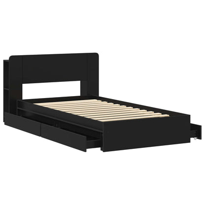 Telaio del letto con storage con cassetto Nero 90 x 190 cm | homemem39
