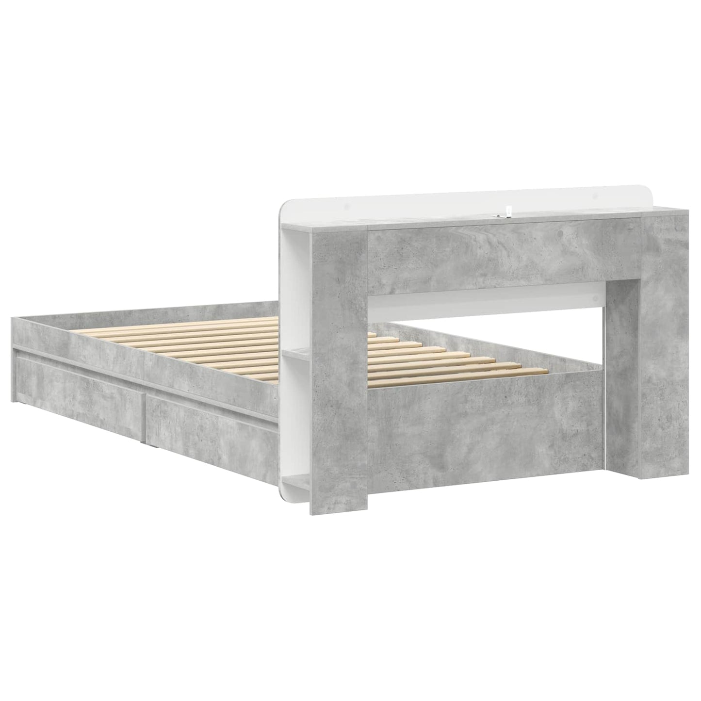 Telaio del letto con storage Grigio Cemento 90 x 190 cm | homemem39