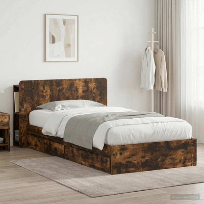 Telaio del letto con storage Rovere Fumo 90 x 190 cm | homemem39