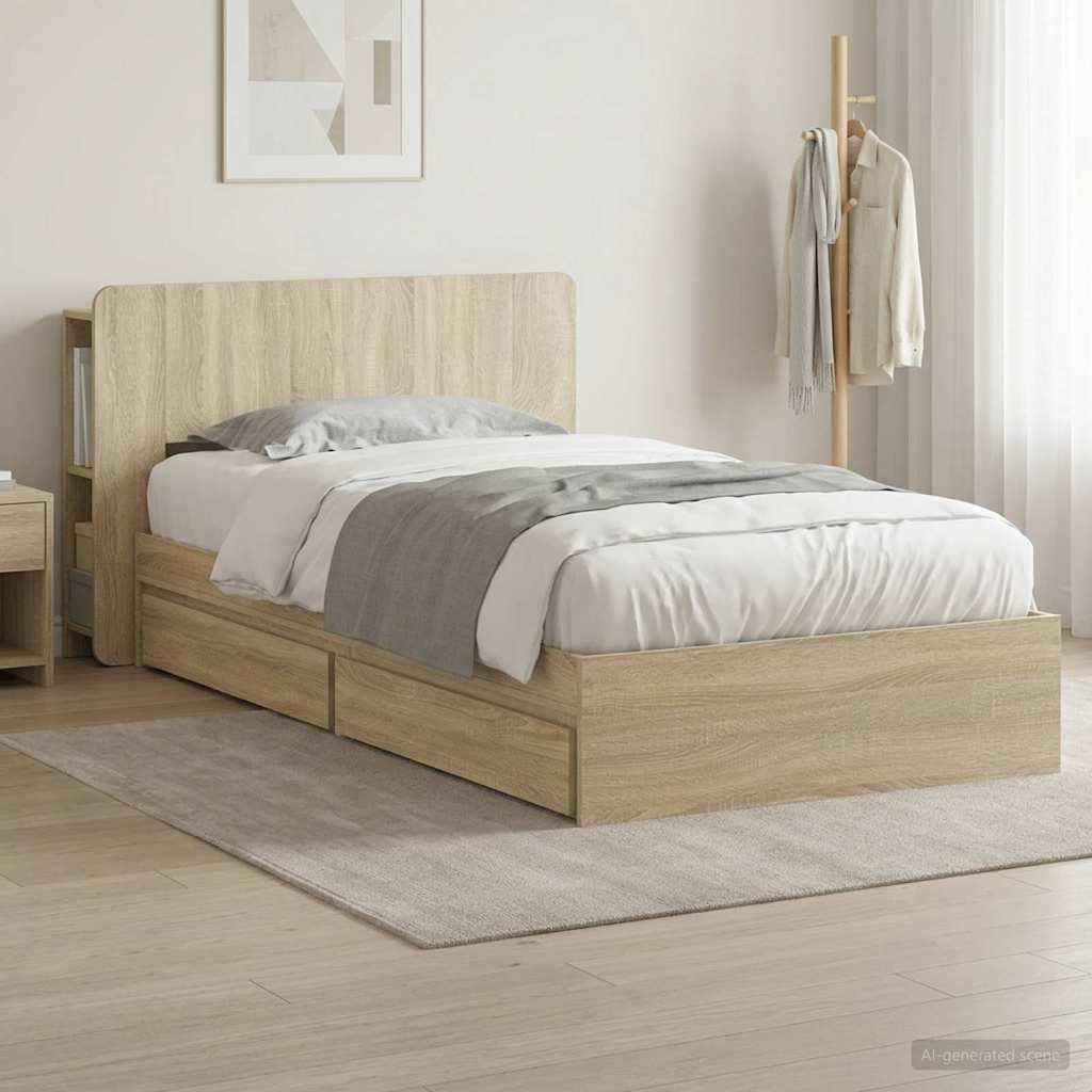 Telaio del letto con storage Rovere Sonoma 90 x 190 cm | homemem39