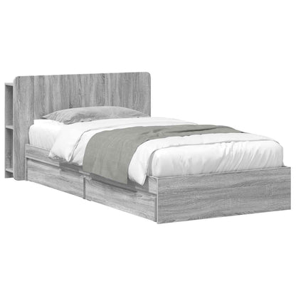 Telaio del letto con storage Sonoma grigio 100 x 200 cm | homemem39