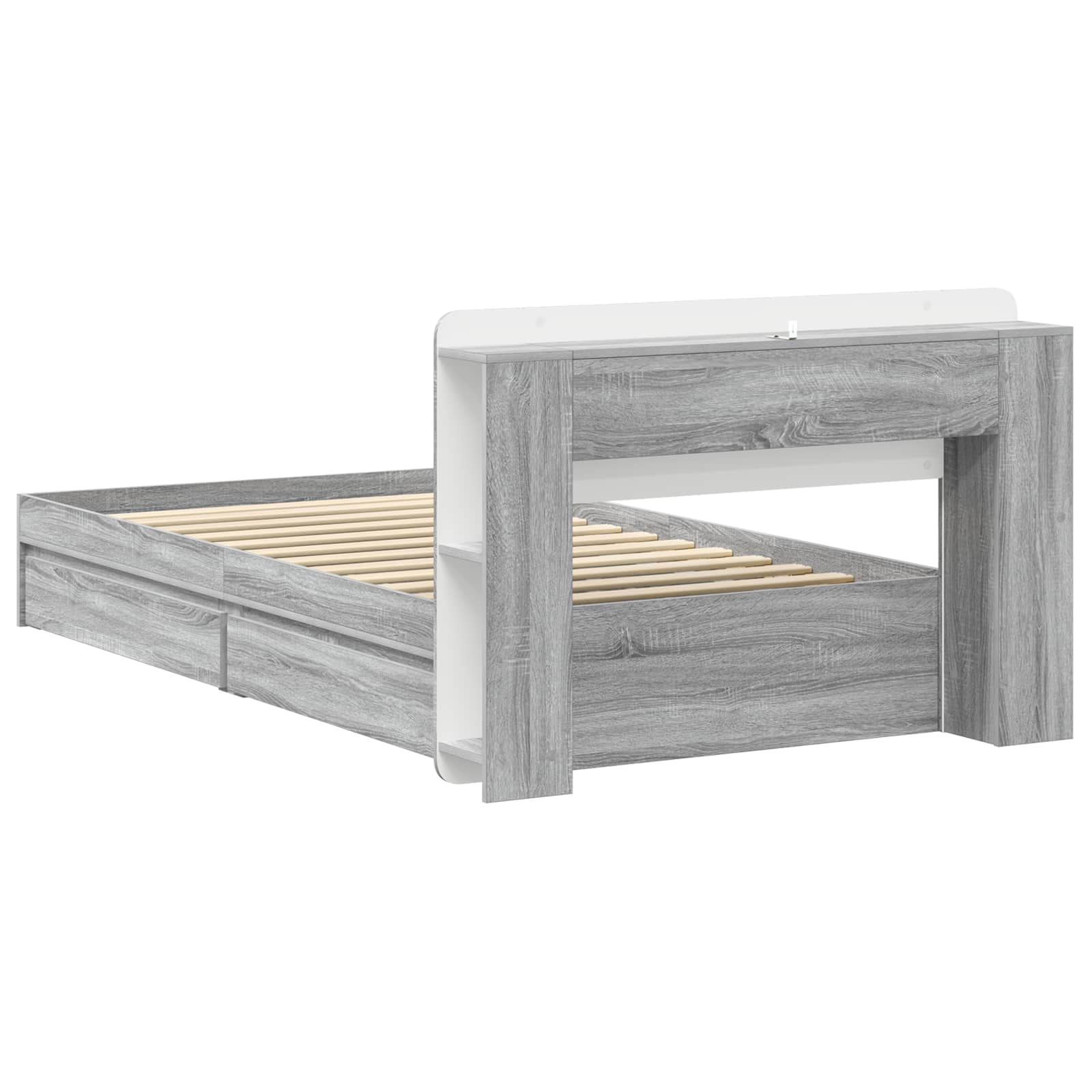 Telaio del letto con storage Sonoma grigio 100 x 200 cm | homemem39