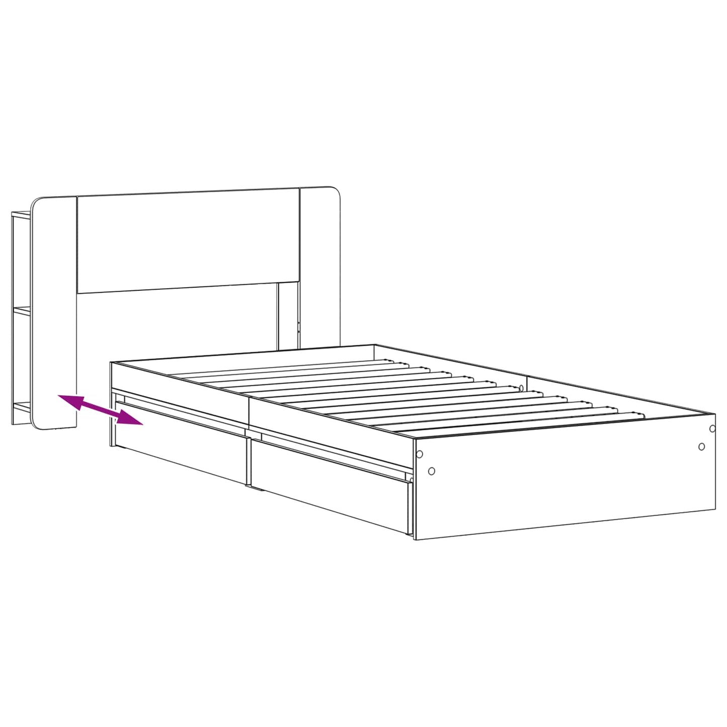 Telaio del letto con storage Rovere Sonoma 100 x 200 cm | homemem39