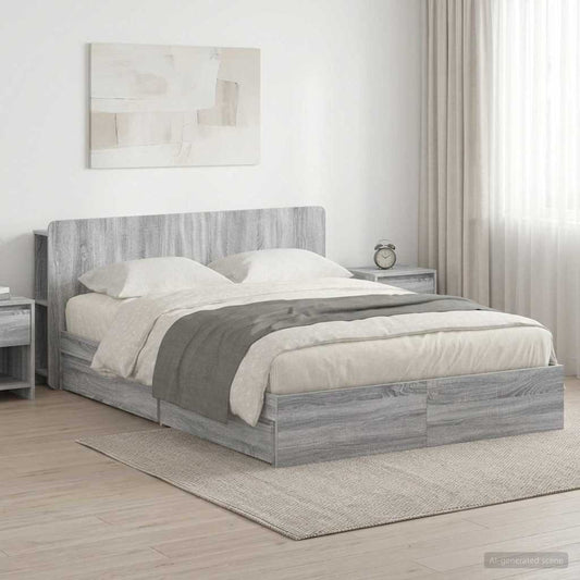 Telaio del letto con storage Sonoma grigio 140 x 200 cm | homemem39