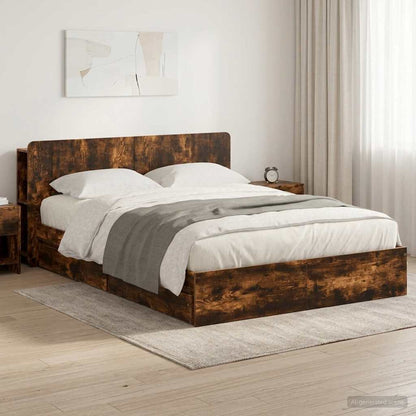 Telaio del letto con storage Rovere Fumo 135 x 190 cm | homemem39