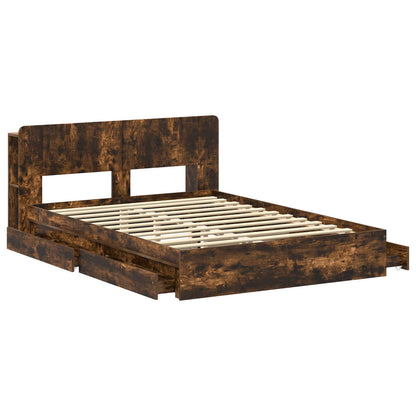 Telaio del letto con storage Rovere Fumo 135 x 190 cm | homemem39