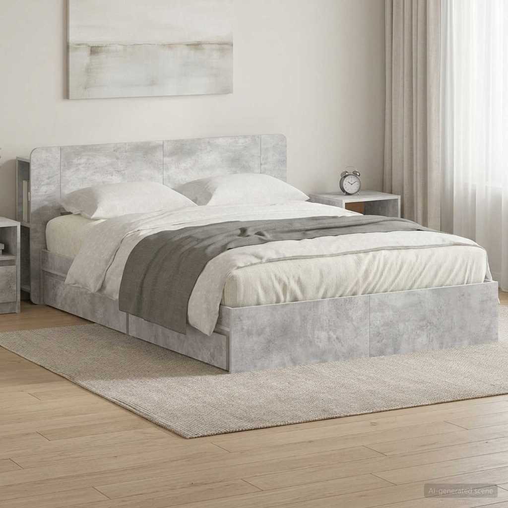 Telaio del letto con storage Grigio Cemento 150 x 200 cm | homemem39