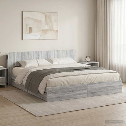 Telaio del letto con storage Sonoma grigio 180 x 200 cm | homemem39