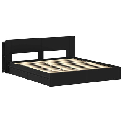 Telaio del letto con storage con cassetto Nero 200 x 200 cm | homemem39