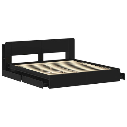 Telaio del letto con storage con cassetto Nero 200 x 200 cm | homemem39