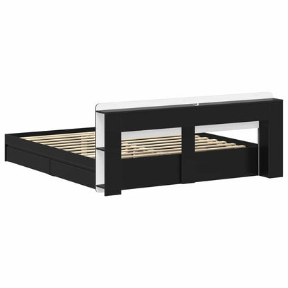 Telaio del letto con storage con cassetto Nero 200 x 200 cm | homemem39