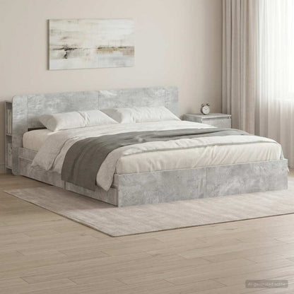 Telaio del letto con storage Grigio Cemento 200 x 200 cm | homemem39