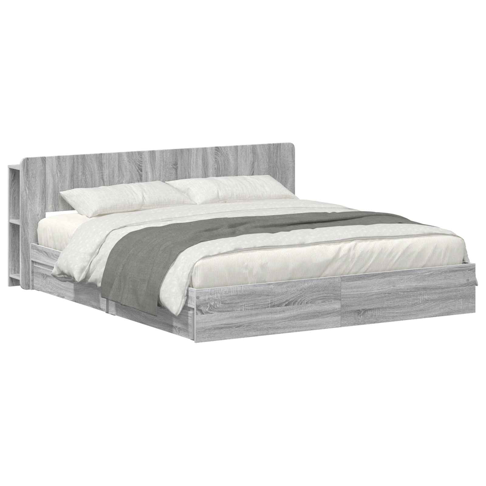Telaio del letto con storage Sonoma grigio 200 x 200 cm | homemem39