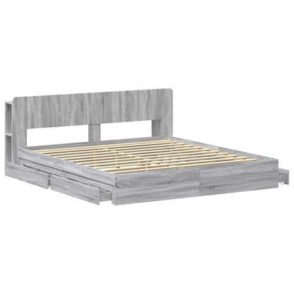 Telaio del letto con storage Sonoma grigio 200 x 200 cm | homemem39