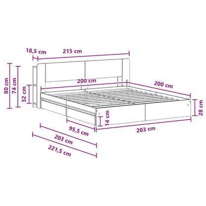 Telaio del letto con storage Sonoma grigio 200 x 200 cm | homemem39