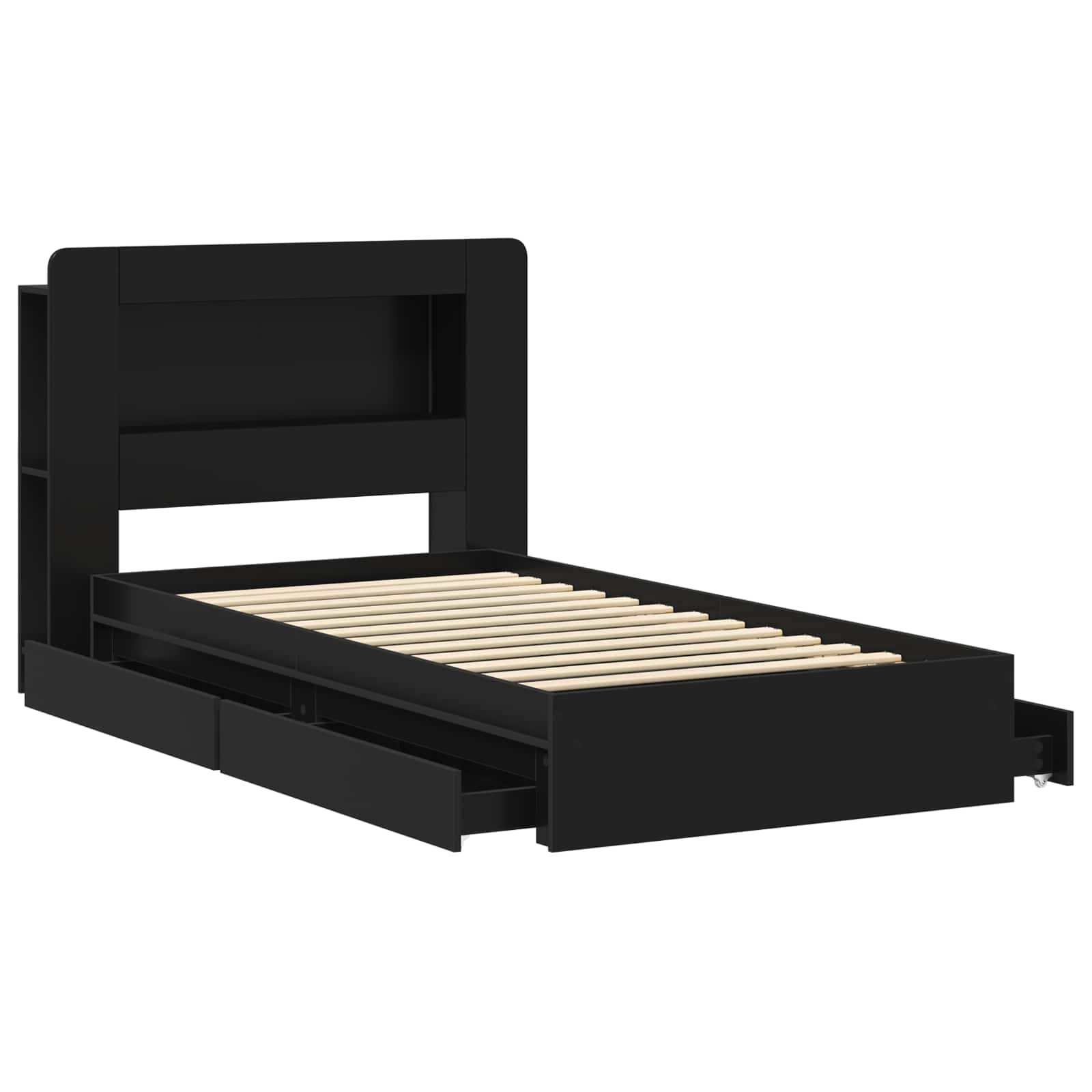 Telaio del letto con storage con cassetto Nero 75 x 190 cm | homemem39