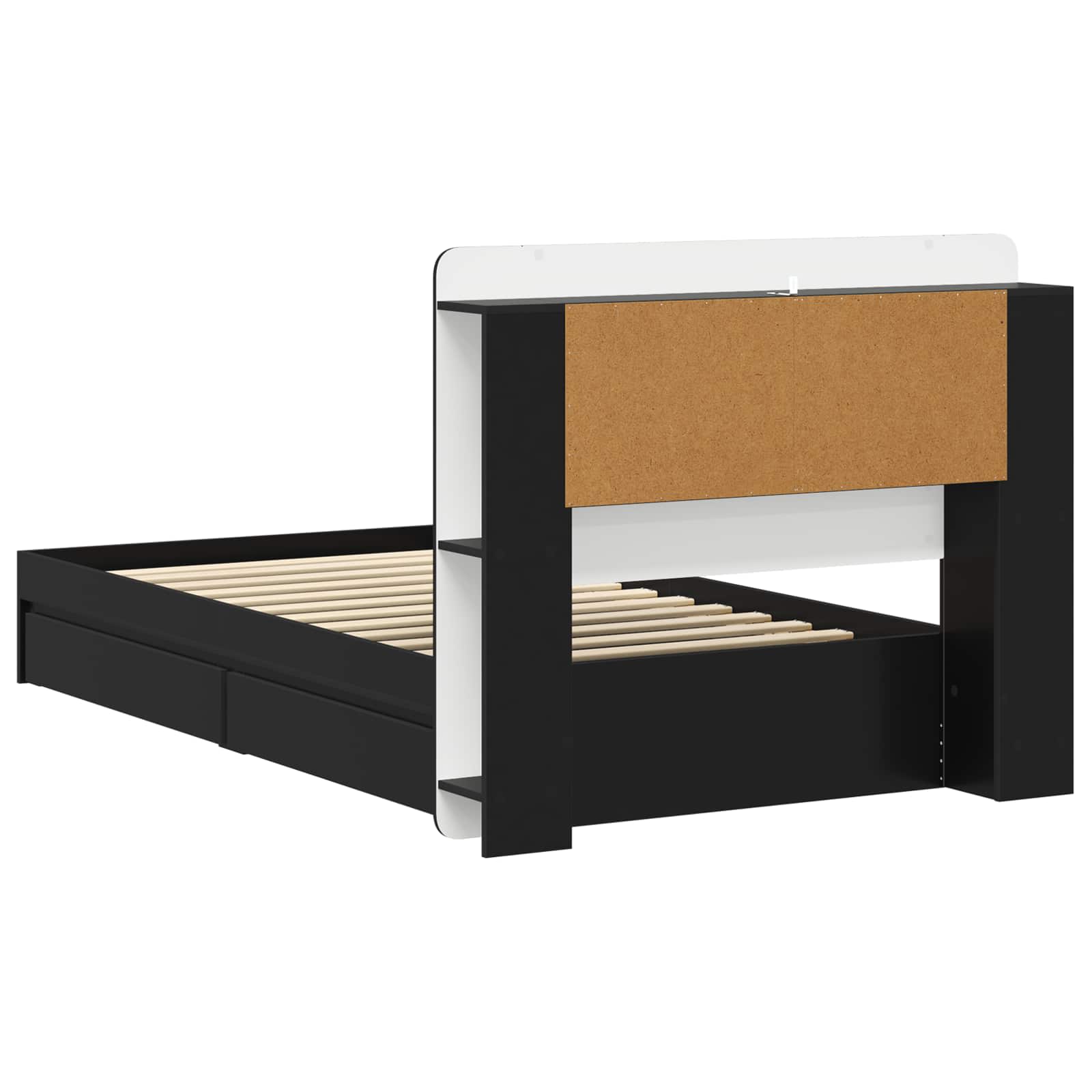 Telaio del letto con storage con cassetto Nero 75 x 190 cm | homemem39