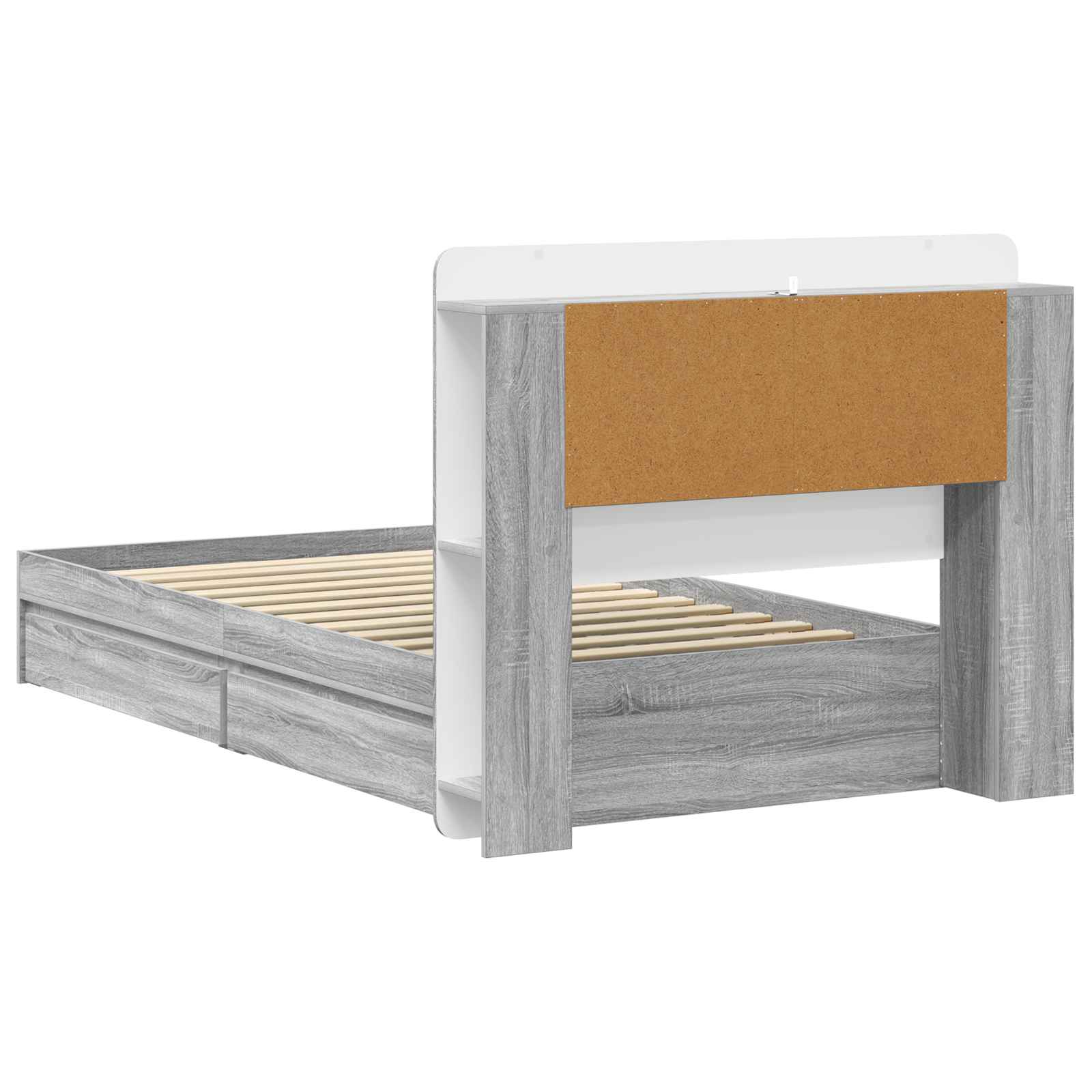 Telaio del letto con storage Sonoma grigio 75 x 190 cm | homemem39