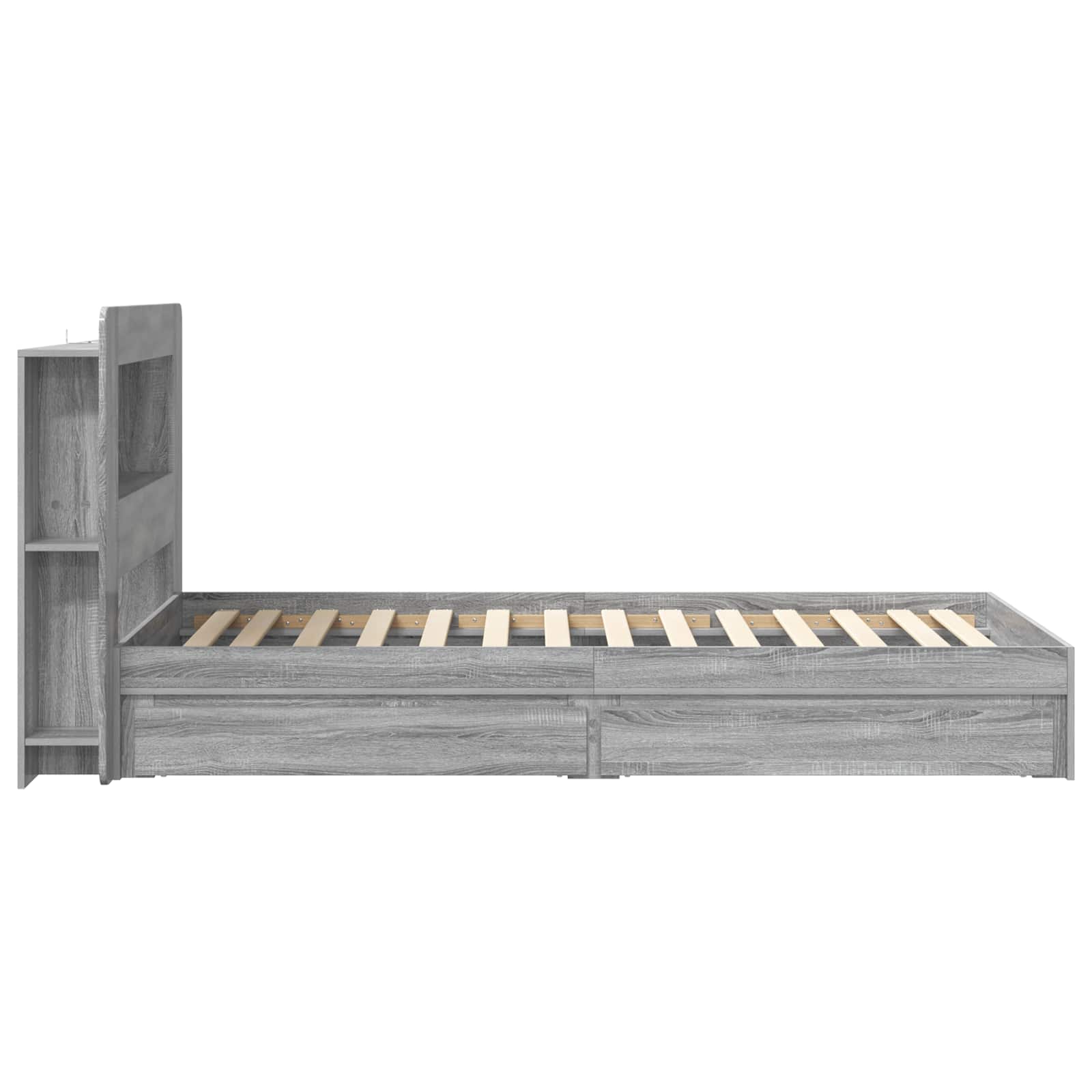 Telaio del letto con storage Sonoma grigio 75 x 190 cm | homemem39