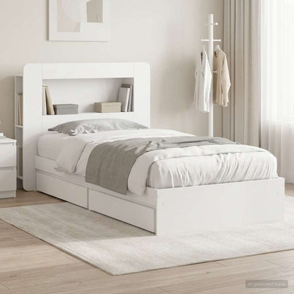 Telaio del letto con storage con cassetto Bianco 75 x 190 cm | homemem39