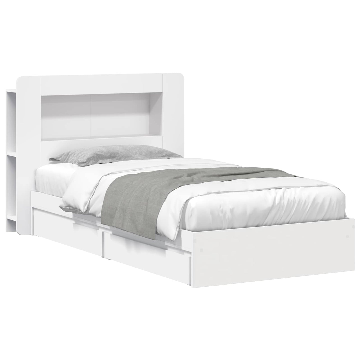 Telaio del letto con storage con cassetto Bianco 75 x 190 cm | homemem39