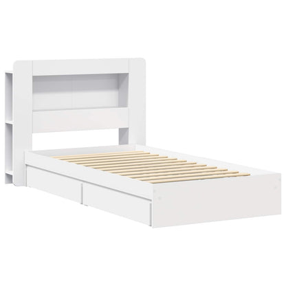 Telaio del letto con storage con cassetto Bianco 75 x 190 cm | homemem39