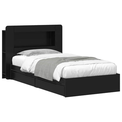 Telaio del letto con storage con cassetto Nero 90 x 190 cm | homemem39