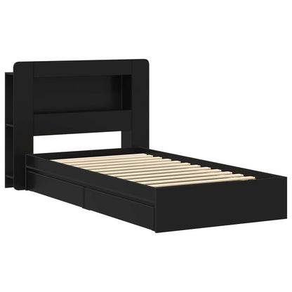 Telaio del letto con storage con cassetto Nero 90 x 190 cm | homemem39