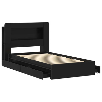 Telaio del letto con storage con cassetto Nero 90 x 190 cm | homemem39