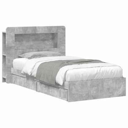 Telaio del letto con storage Grigio Cemento 90 x 190 cm | homemem39