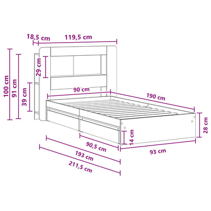 Telaio del letto con storage Rovere Fumo 90 x 190 cm | homemem39