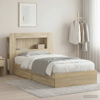Telaio del letto con storage Rovere Sonoma 90 x 190 cm | homemem39