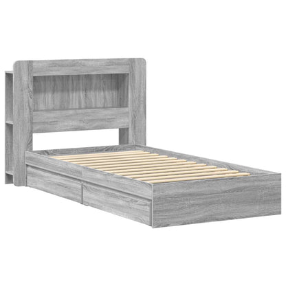 Telaio del letto con storage Sonoma grigio 100 x 200 cm | homemem39
