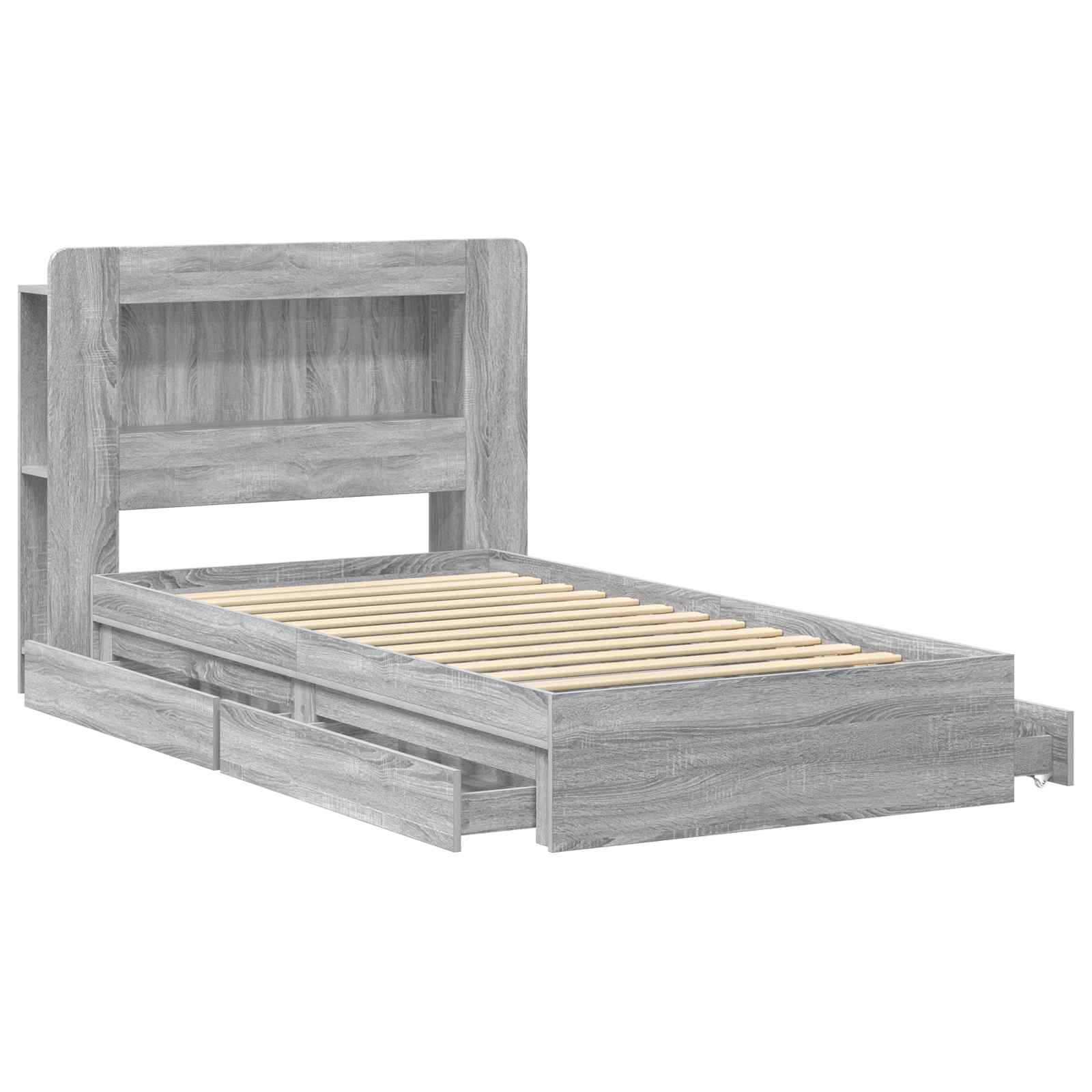 Telaio del letto con storage Sonoma grigio 100 x 200 cm | homemem39