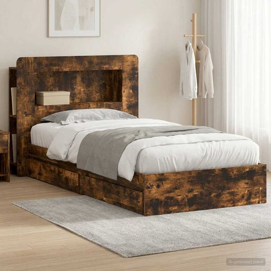 Telaio del letto con storage Rovere Fumo 90 x 200 cm | homemem39