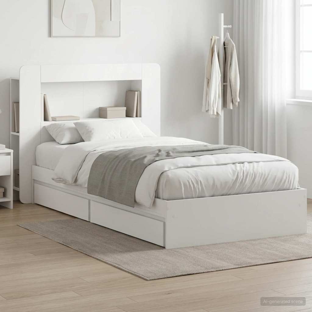 Telaio del letto con storage con cassetto Bianco 90 x 200 cm | homemem39
