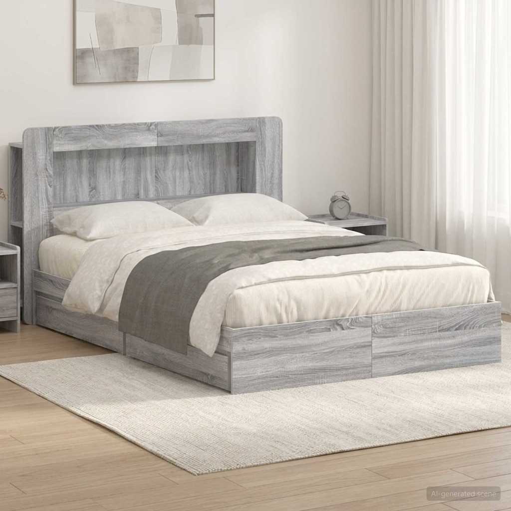 Telaio del letto con storage Sonoma grigio 140 x 200 cm | homemem39