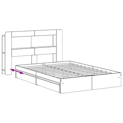 Telaio del letto con storage Sonoma grigio 140 x 200 cm | homemem39
