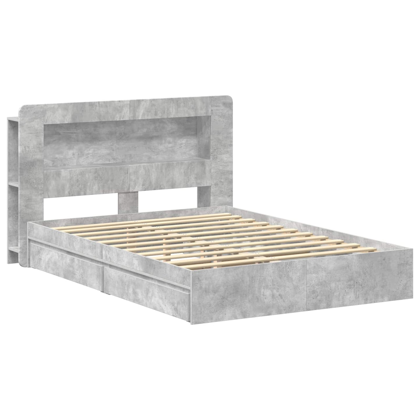 Telaio del letto con storage Grigio Cemento 135 x 190 cm | homemem39