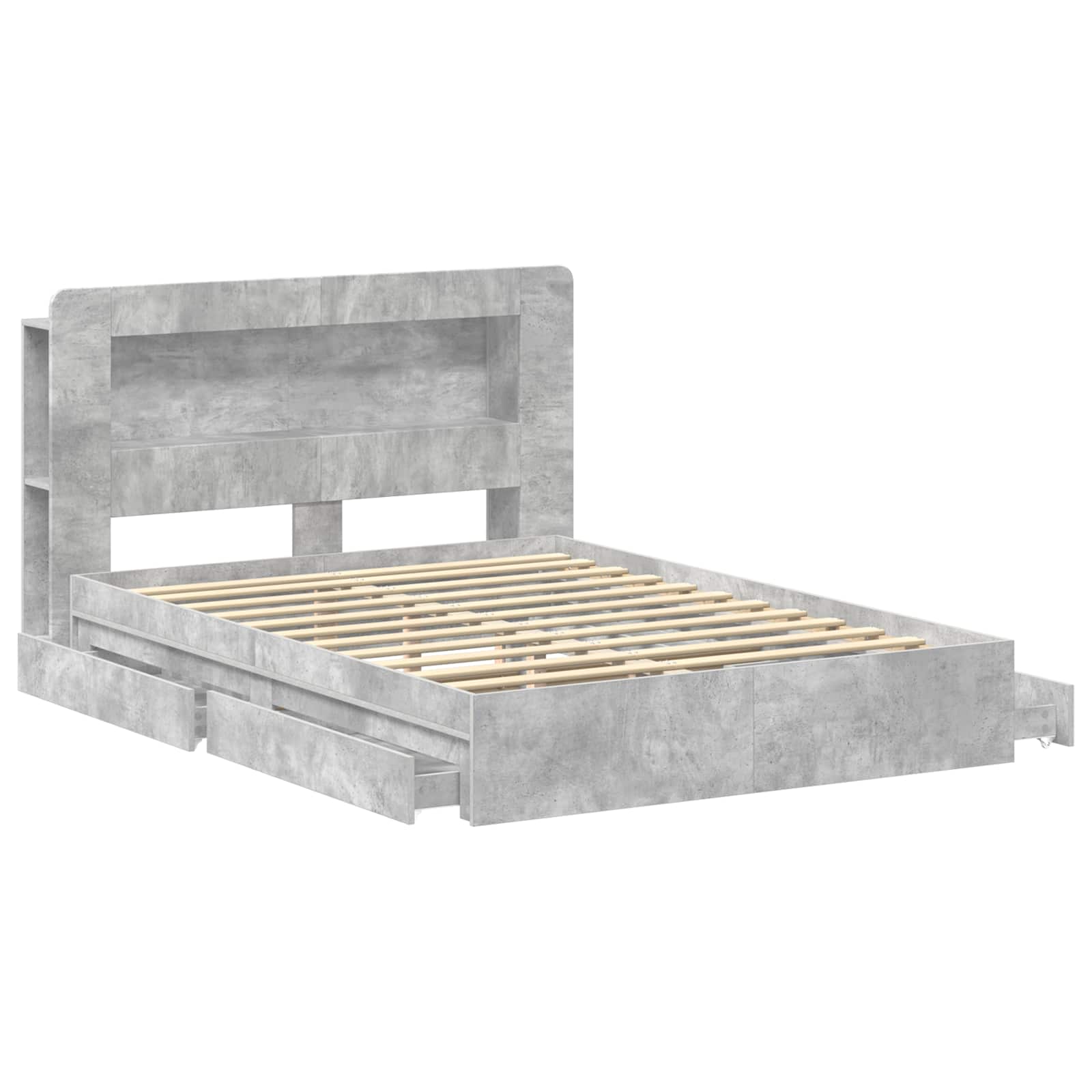 Telaio del letto con storage Grigio Cemento 135 x 190 cm | homemem39
