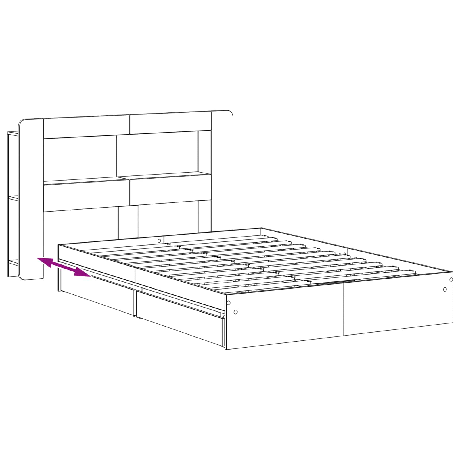 Telaio del letto con storage Grigio Cemento 135 x 190 cm | homemem39