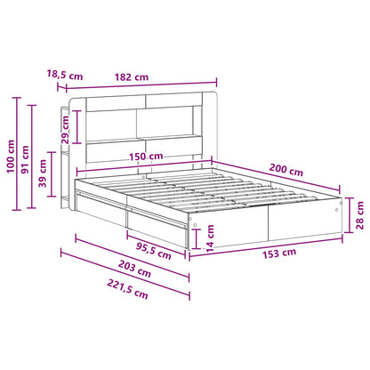 Telaio del letto con storage Sonoma grigio 150 x 200 cm | homemem39