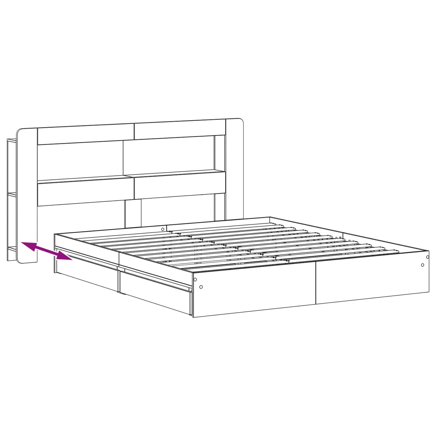 Telaio del letto con storage Sonoma grigio 180 x 200 cm | homemem39