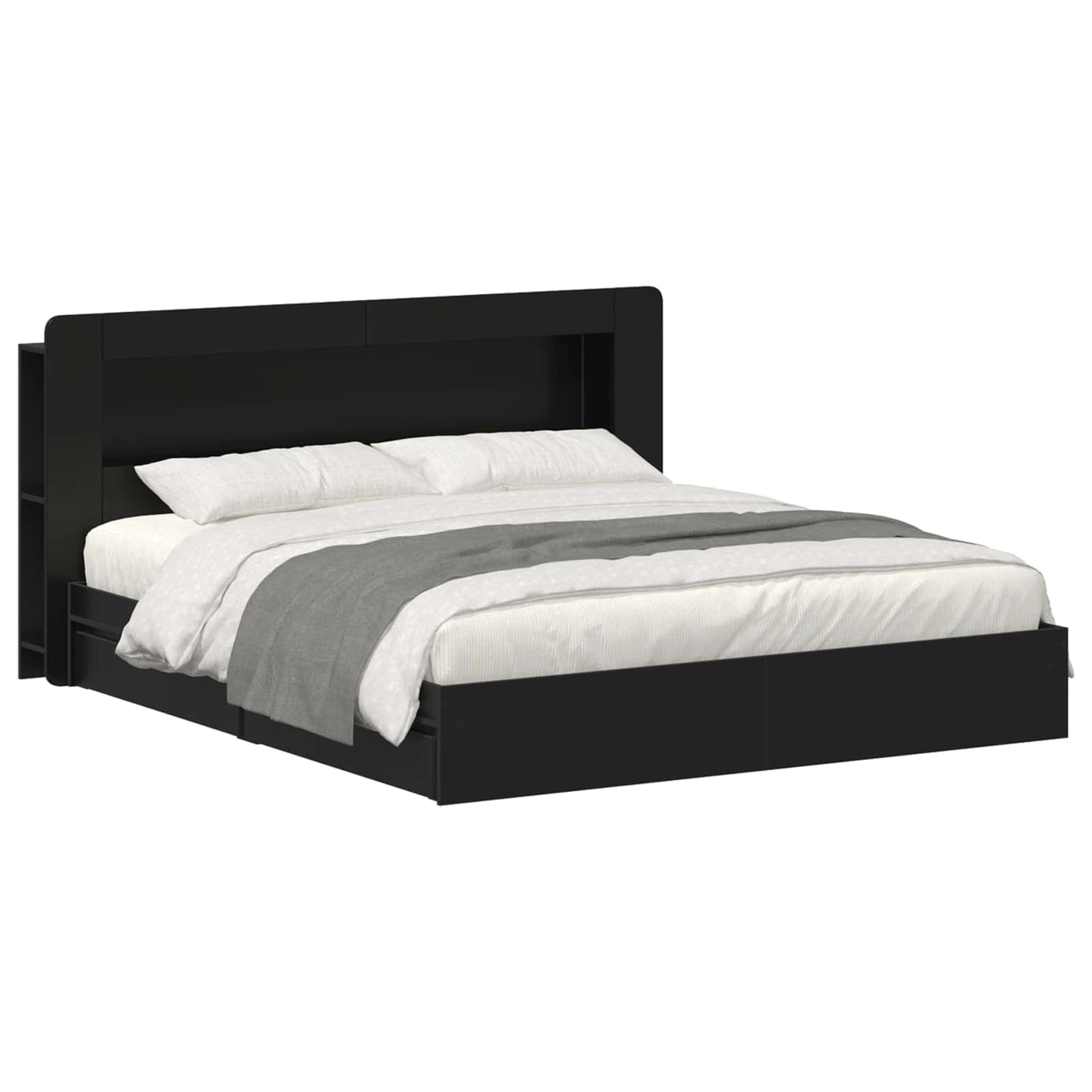Telaio del letto con storage con cassetto Nero 200 x 200 cm