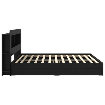 Telaio del letto con storage con cassetto Nero 200 x 200 cm