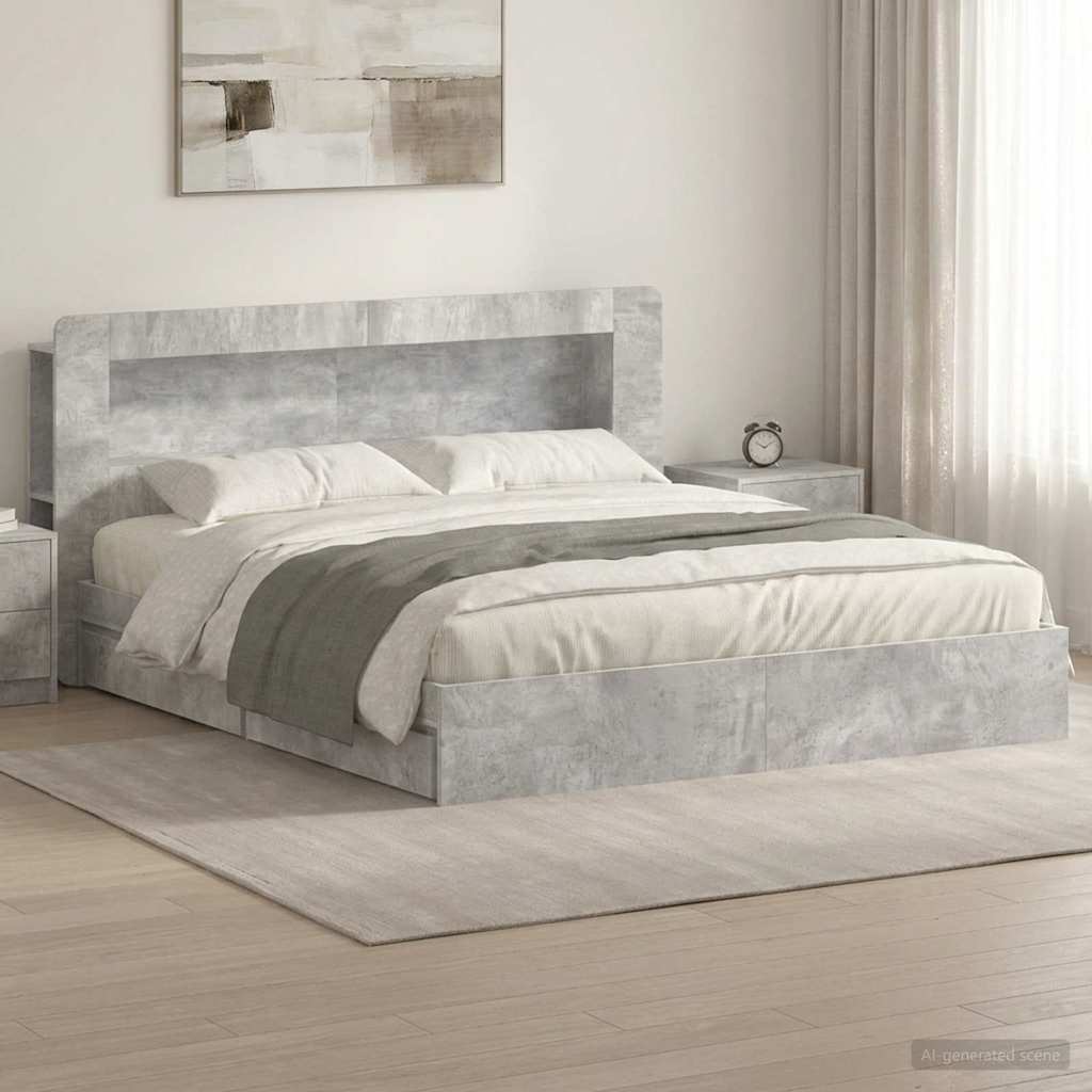 Telaio del letto con storage Grigio Cemento 200 x 200 cm