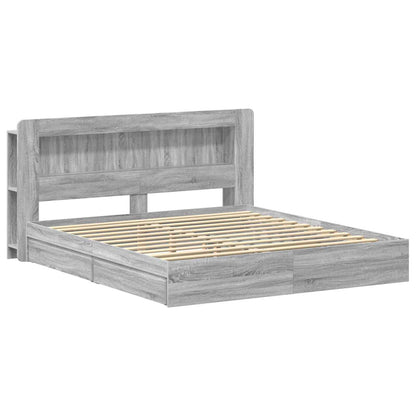 Telaio del letto con storage Sonoma grigio 200 x 200 cm | homemem39