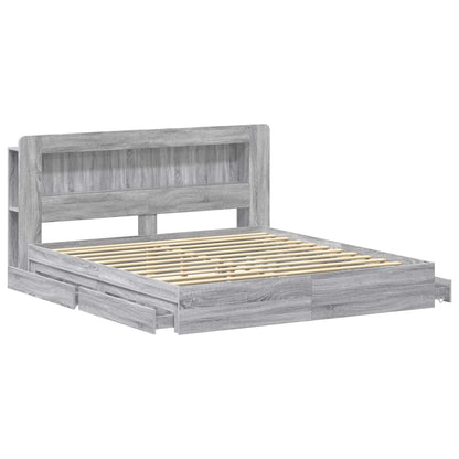 Telaio del letto con storage Sonoma grigio 200 x 200 cm | homemem39