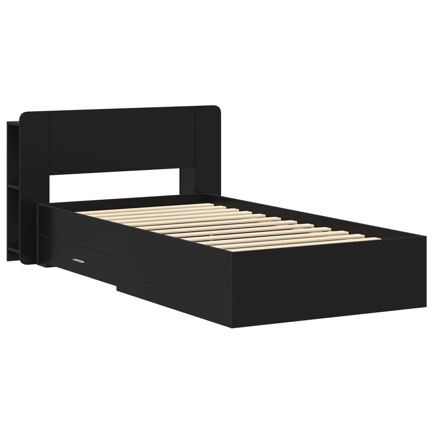 Telaio del letto con storage con testiera Nero 75 x 190 cm | homemem39