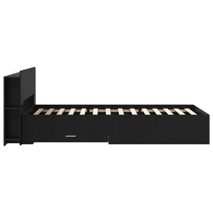 Telaio del letto con storage con testiera Nero 75 x 190 cm | homemem39